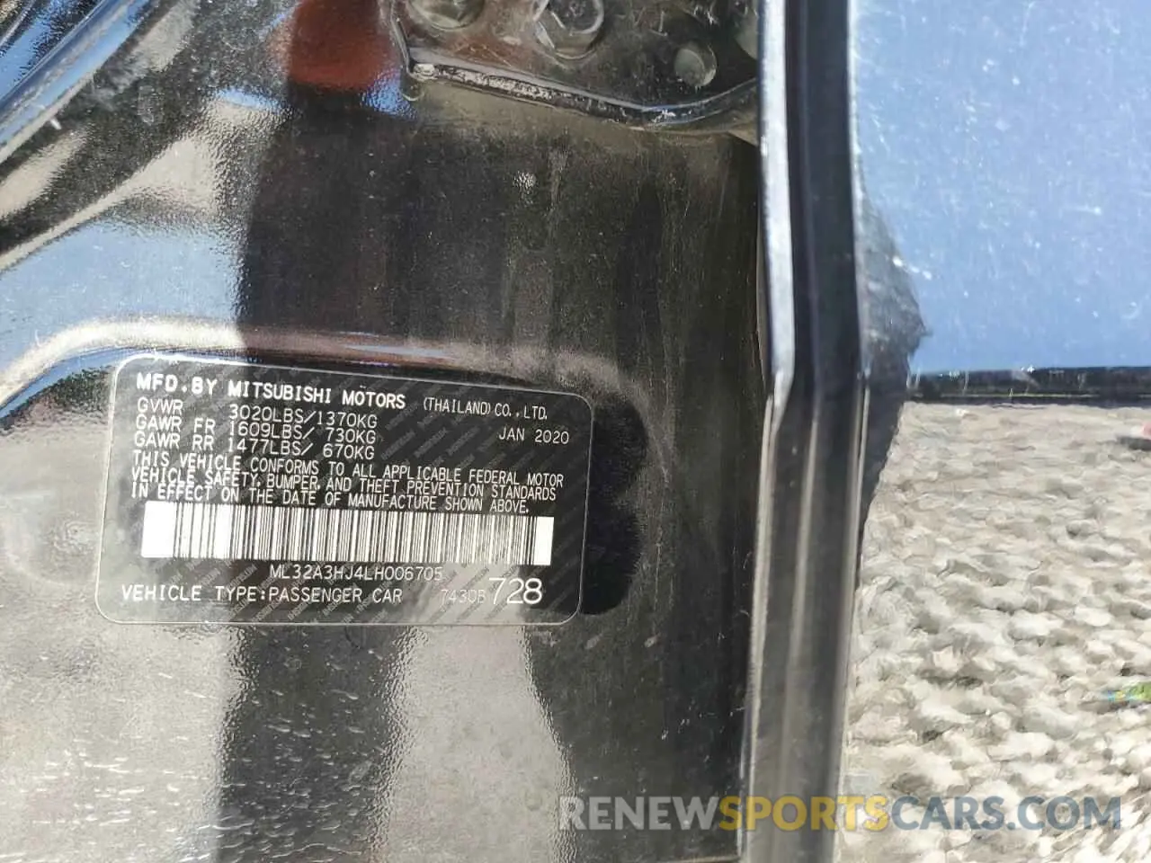 12 Photograph of a damaged car ML32A3HJ4LH006705 MITSUBISHI MIRAGE 2020