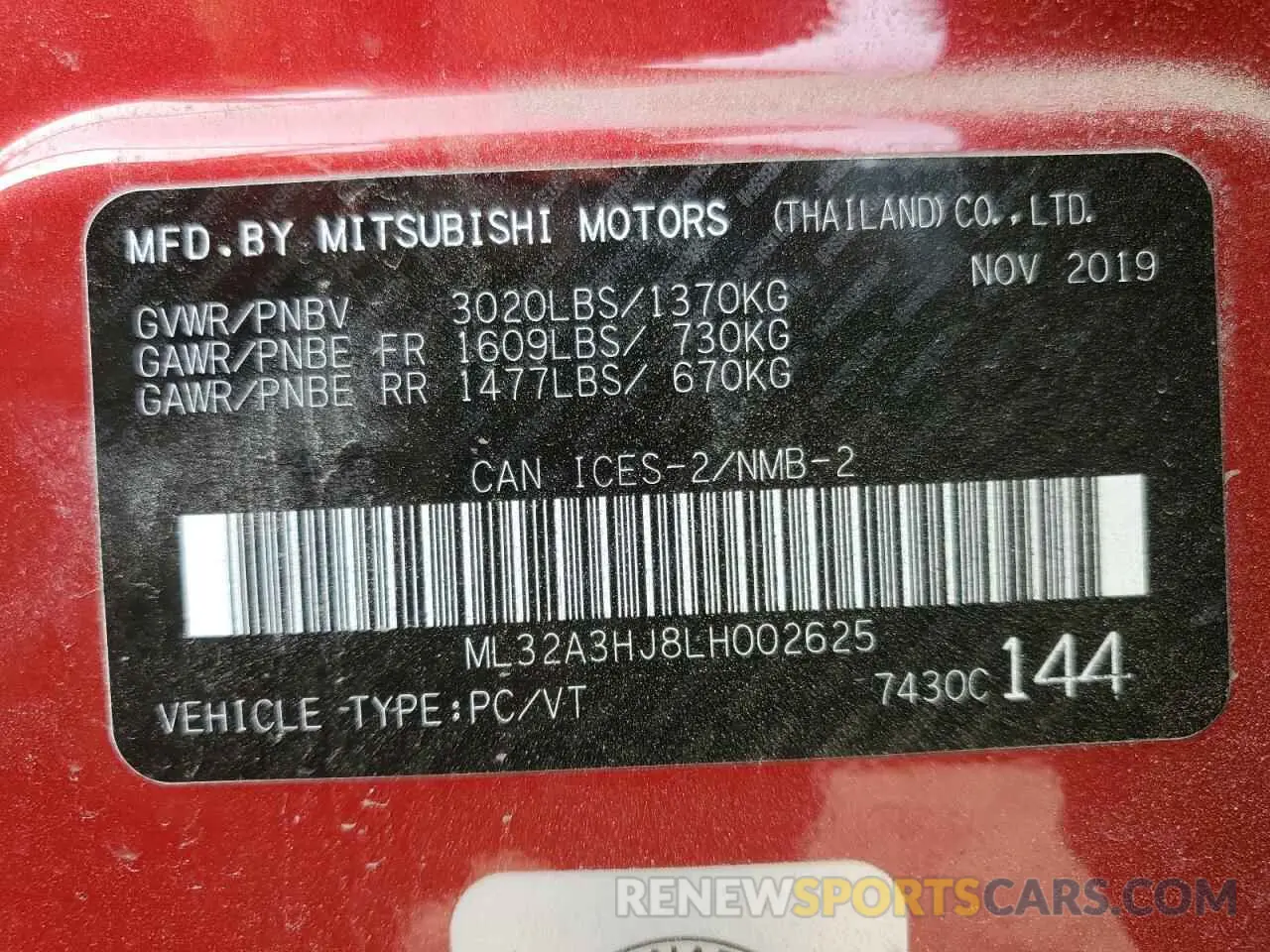 12 Photograph of a damaged car ML32A3HJ8LH002625 MITSUBISHI MIRAGE 2020