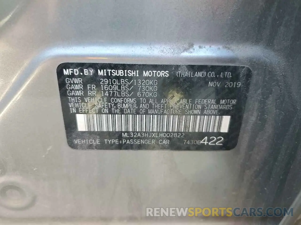 12 Photograph of a damaged car ML32A3HJXLH002822 MITSUBISHI MIRAGE 2020
