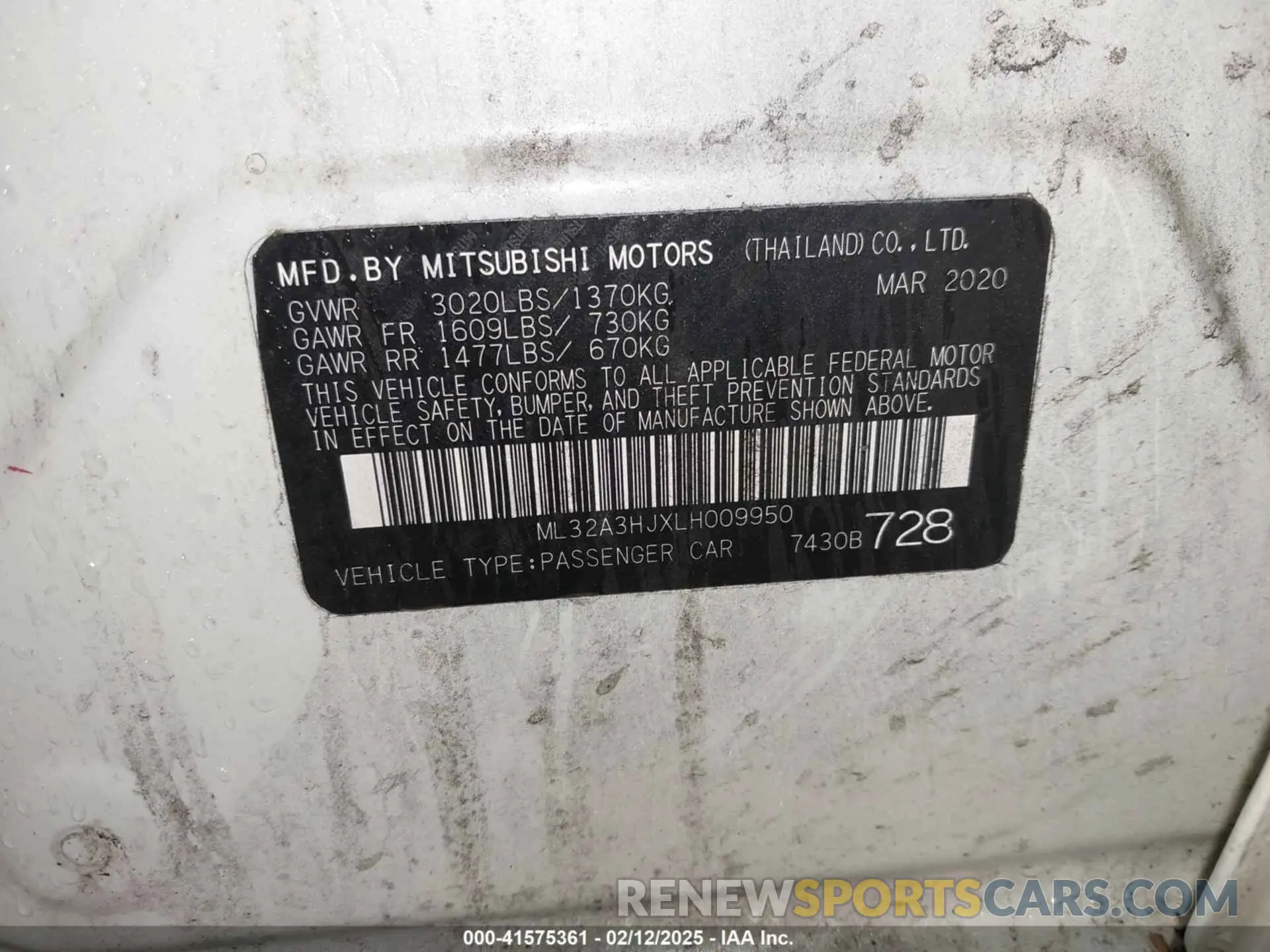 9 Photograph of a damaged car ML32A3HJXLH009950 MITSUBISHI MIRAGE 2020