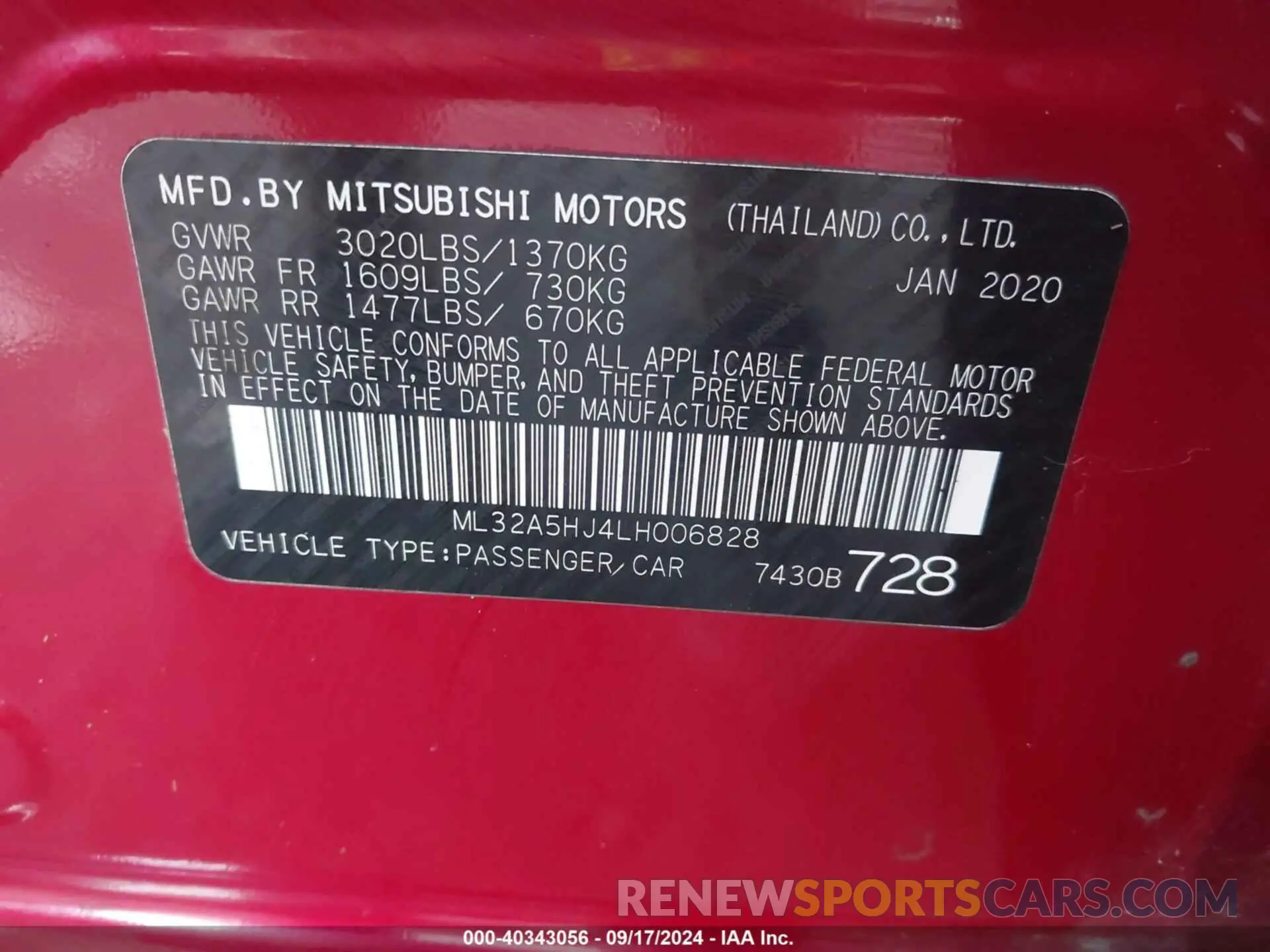 9 Photograph of a damaged car ML32A5HJ4LH006828 MITSUBISHI MIRAGE 2020