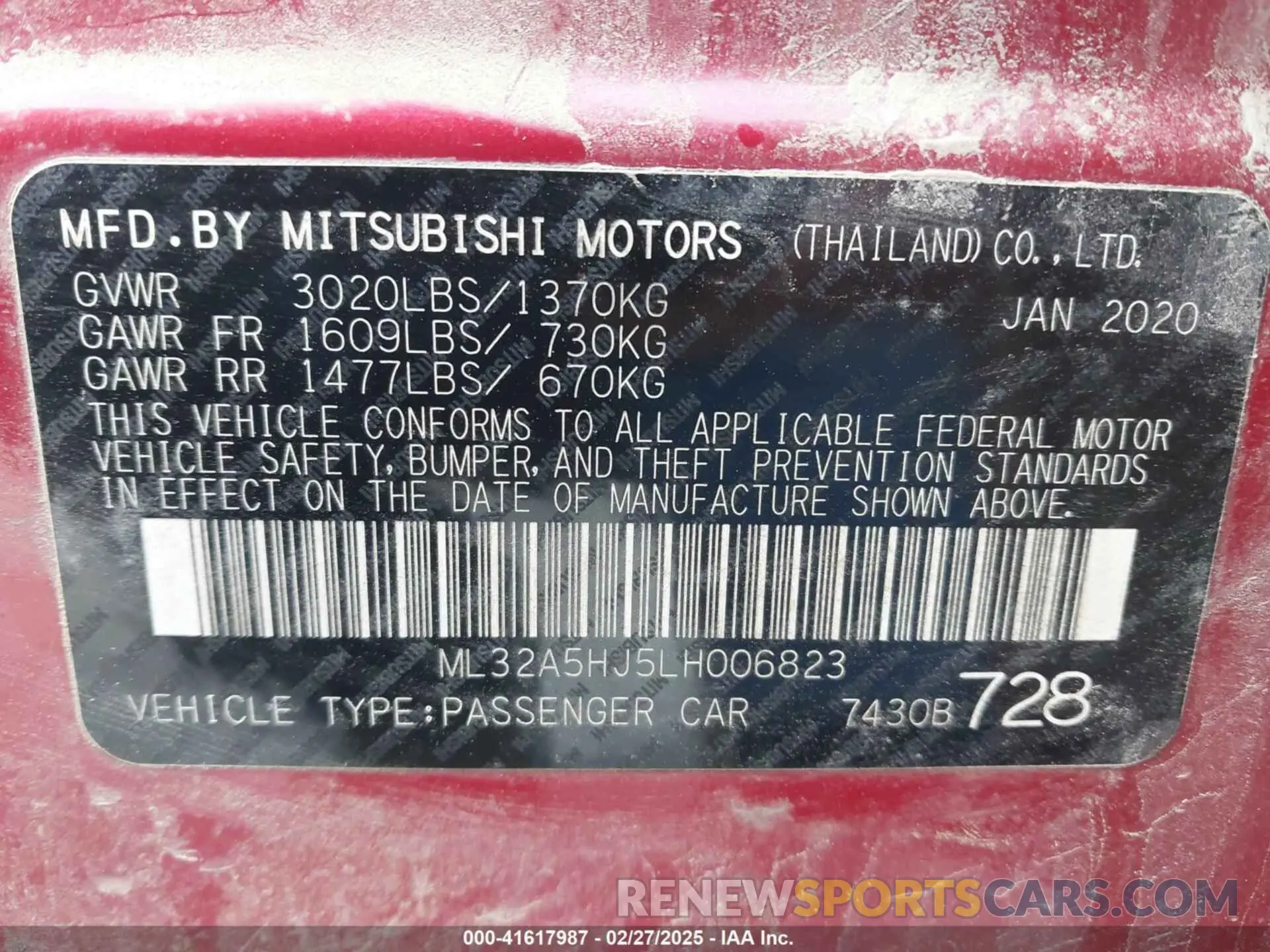 9 Photograph of a damaged car ML32A5HJ5LH006823 MITSUBISHI MIRAGE 2020