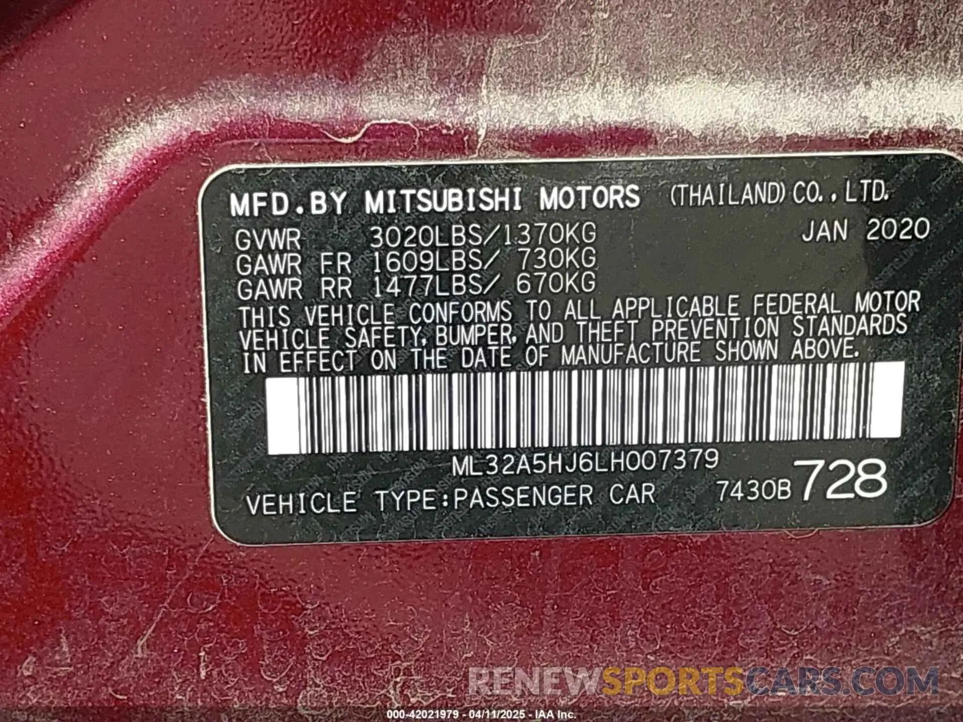 9 Photograph of a damaged car ML32A5HJ6LH007379 MITSUBISHI MIRAGE 2020
