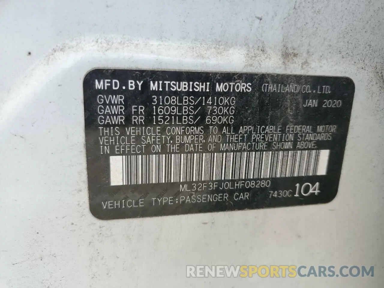 12 Photograph of a damaged car ML32F3FJ0LHF08280 MITSUBISHI MIRAGE 2020