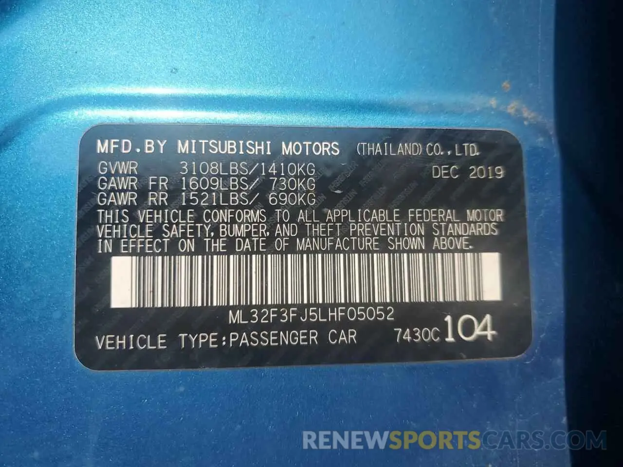 12 Photograph of a damaged car ML32F3FJ5LHF05052 MITSUBISHI MIRAGE 2020