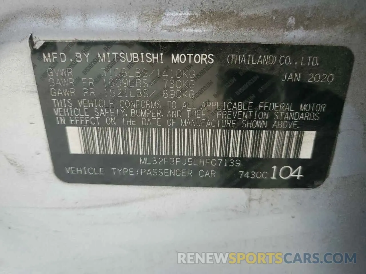 14 Photograph of a damaged car ML32F3FJ5LHF07139 MITSUBISHI MIRAGE 2020