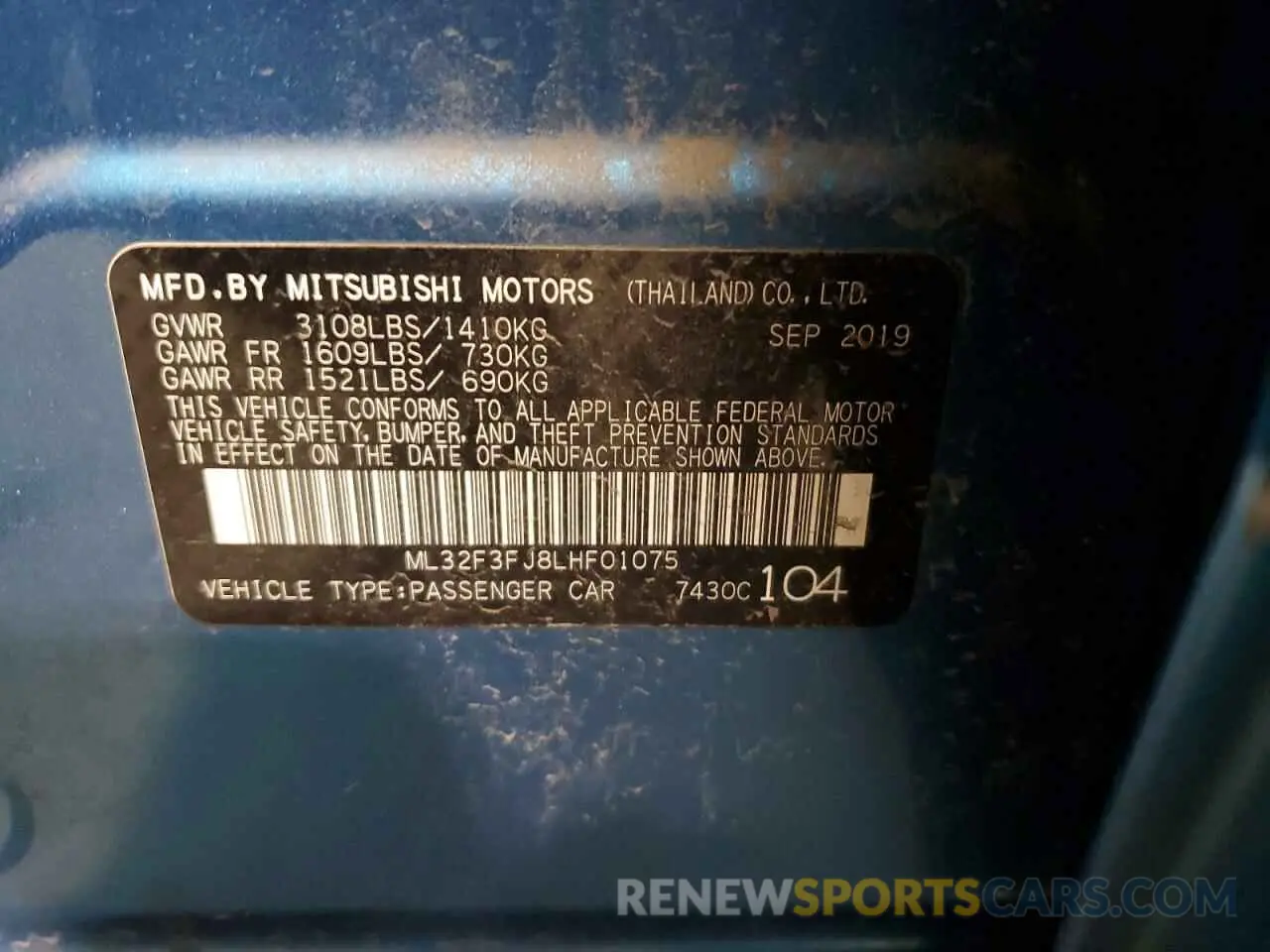 12 Photograph of a damaged car ML32F3FJ8LHF01075 MITSUBISHI MIRAGE 2020