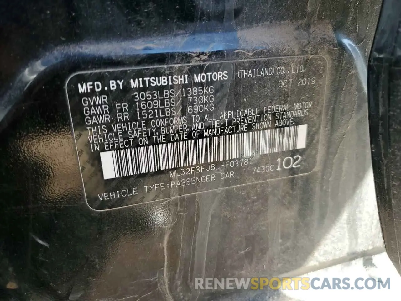 12 Photograph of a damaged car ML32F3FJ8LHF03781 MITSUBISHI MIRAGE 2020