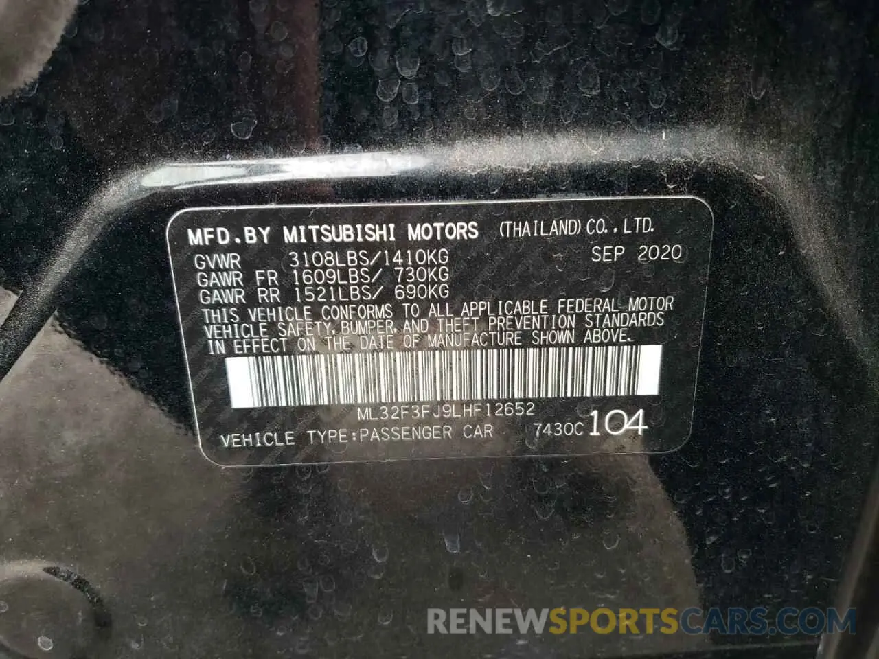 13 Photograph of a damaged car ML32F3FJ9LHF12652 MITSUBISHI MIRAGE 2020
