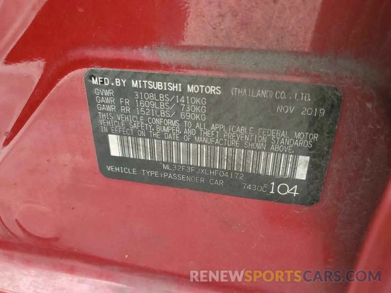 13 Photograph of a damaged car ML32F3FJXLHF04172 MITSUBISHI MIRAGE 2020