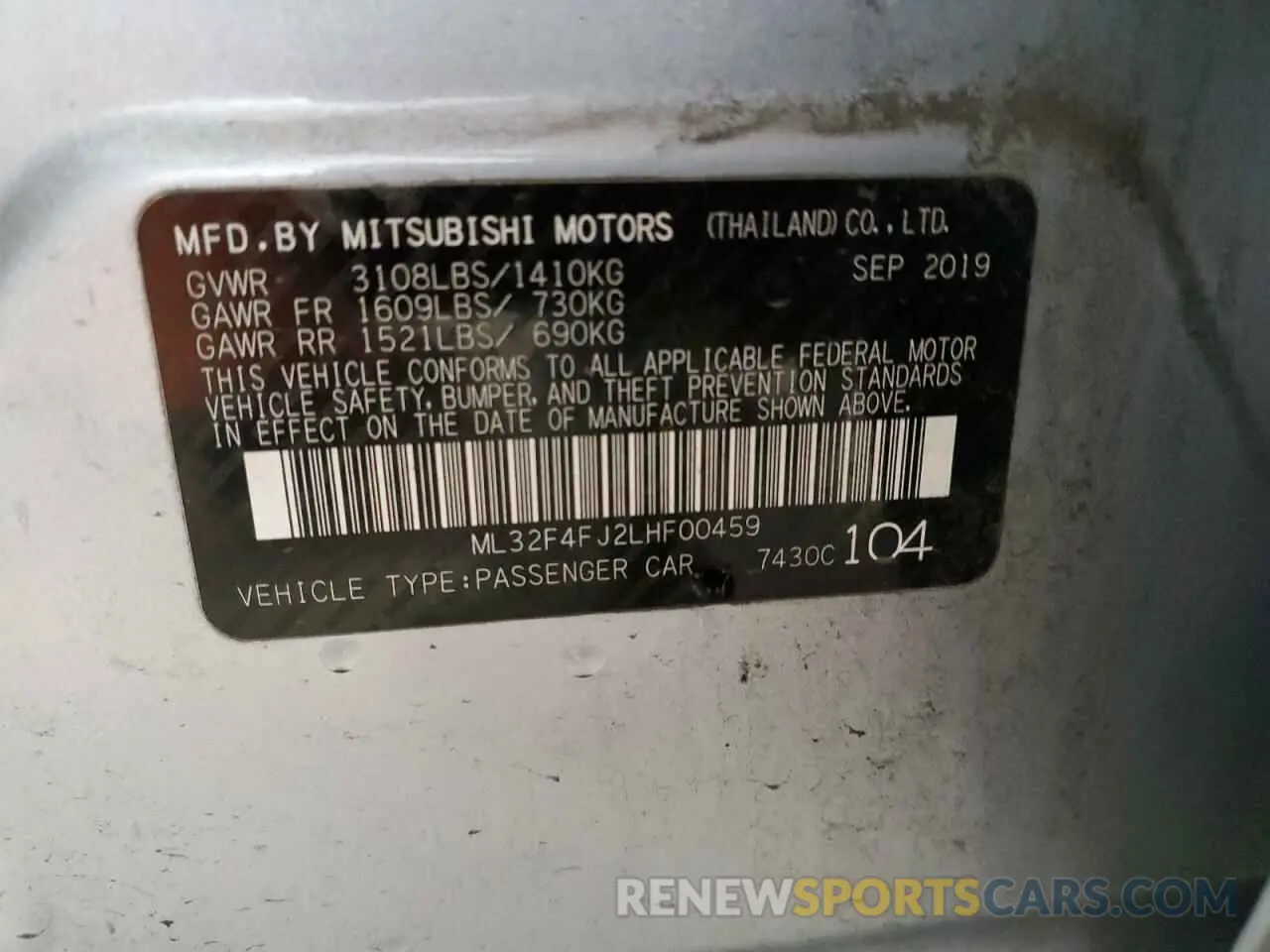 12 Photograph of a damaged car ML32F4FJ2LHF00459 MITSUBISHI MIRAGE 2020