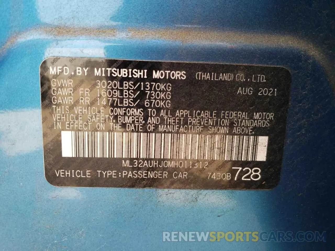 15 Photograph of a damaged car ML32AUHJ0MH011312 MITSUBISHI MIRAGE 2021