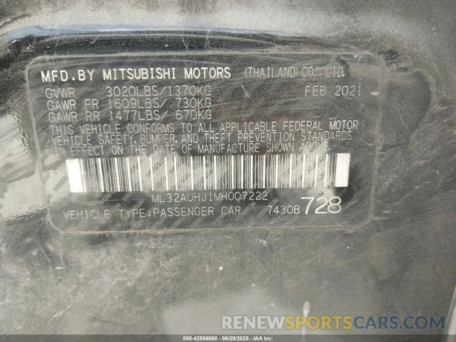 9 Photograph of a damaged car ML32AUHJ1MH007222 MITSUBISHI MIRAGE 2021