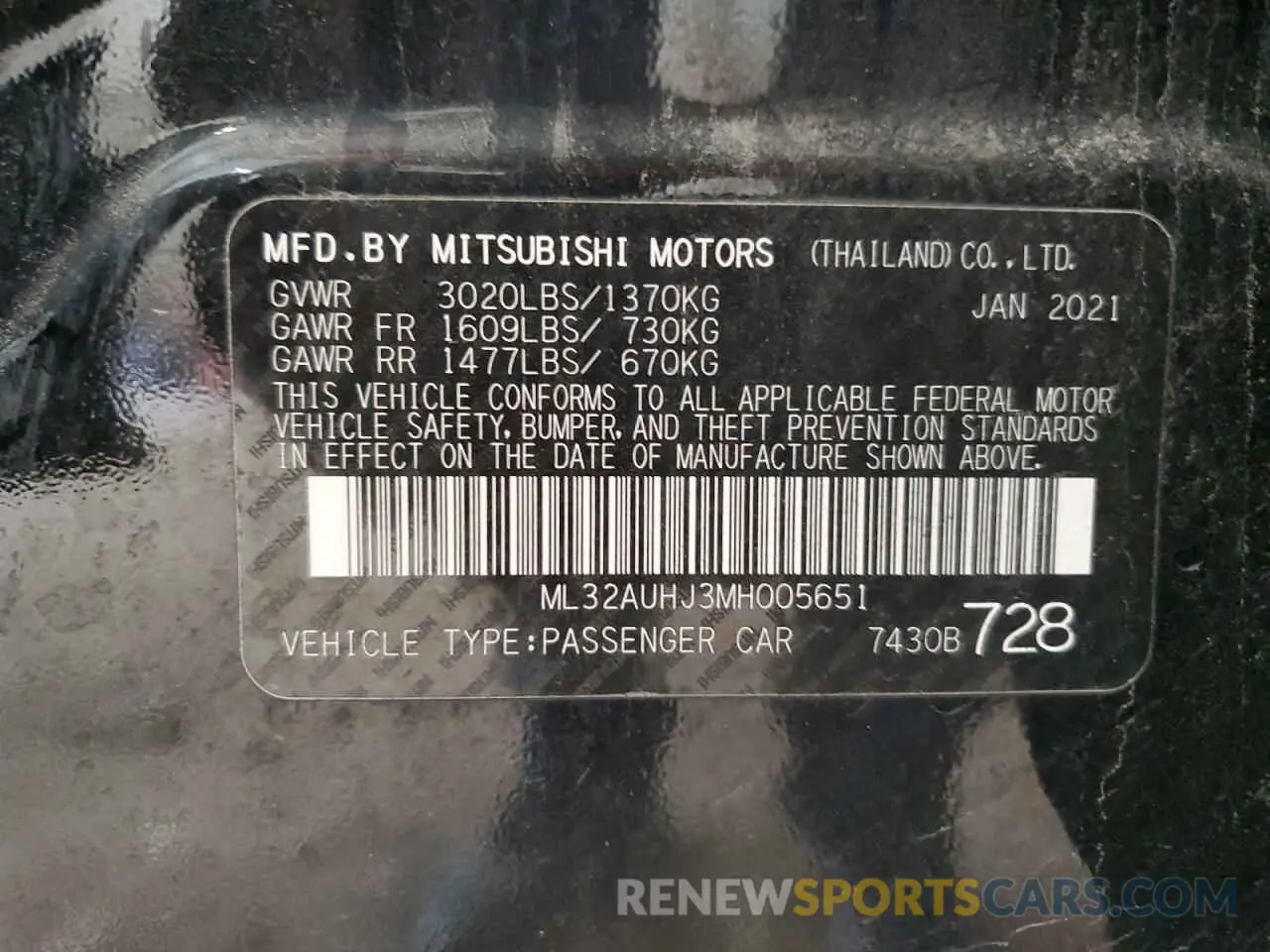 12 Photograph of a damaged car ML32AUHJ3MH005651 MITSUBISHI MIRAGE 2021
