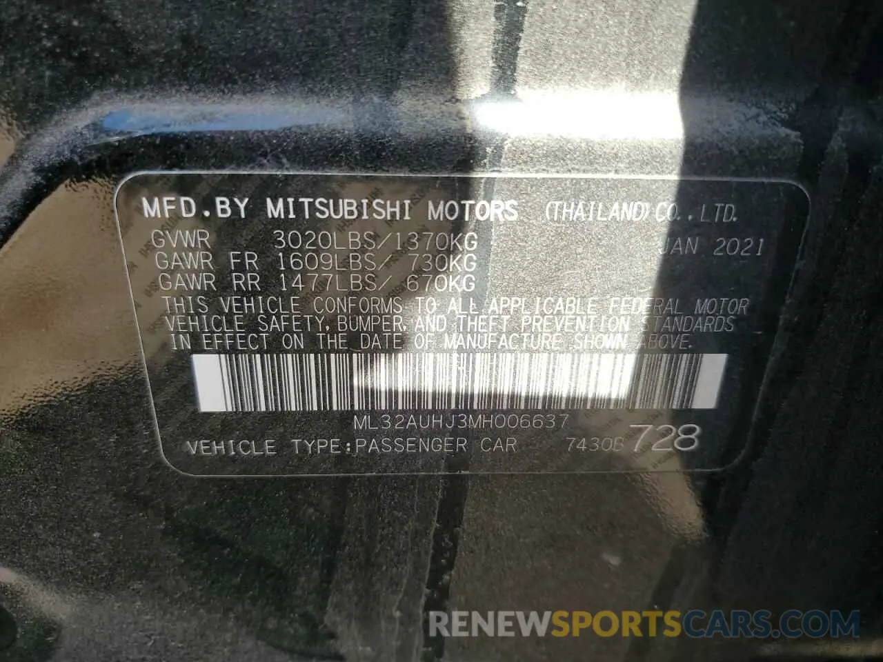 12 Photograph of a damaged car ML32AUHJ3MH006637 MITSUBISHI MIRAGE 2021