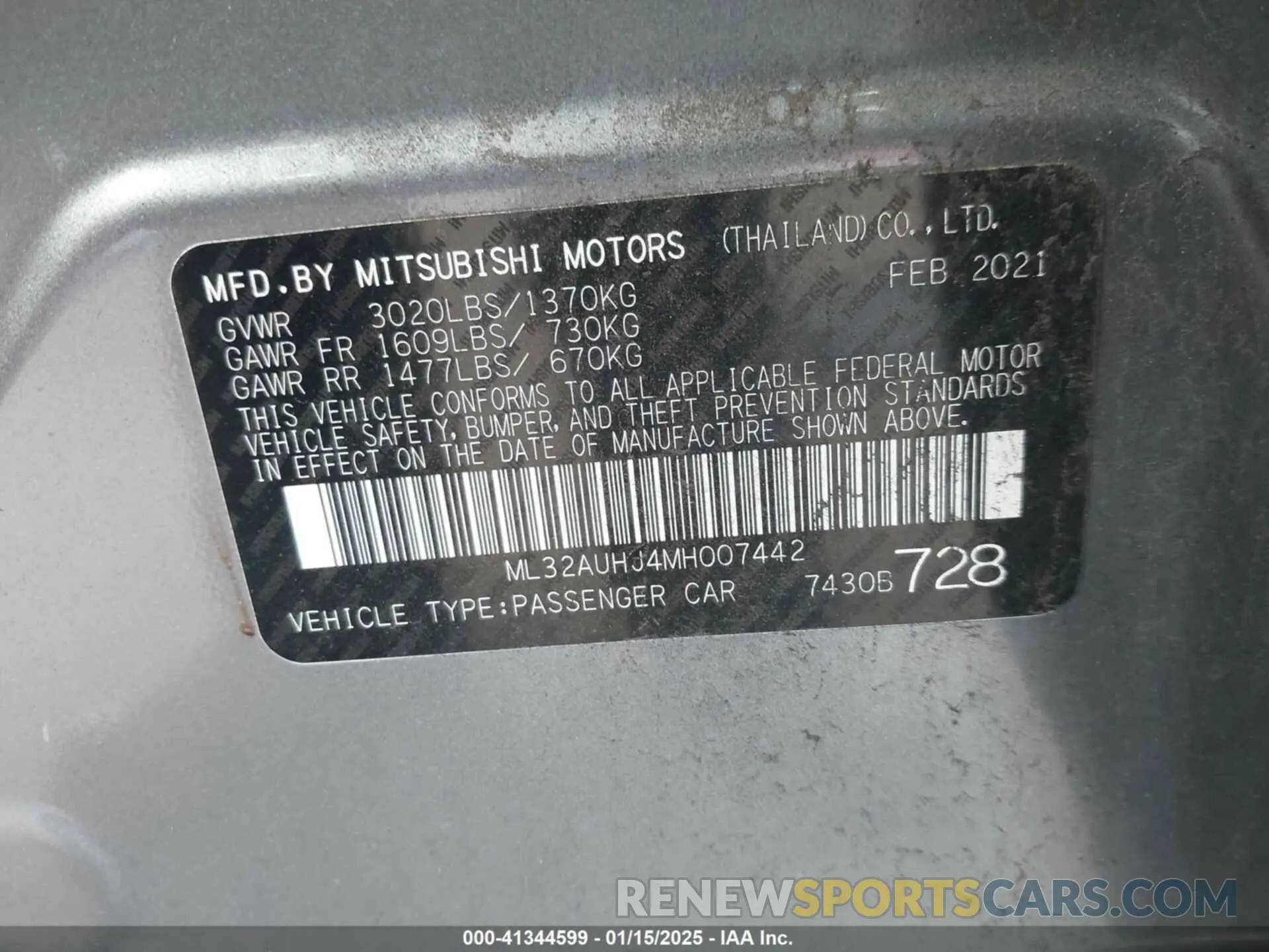 9 Photograph of a damaged car ML32AUHJ4MH007442 MITSUBISHI MIRAGE 2021