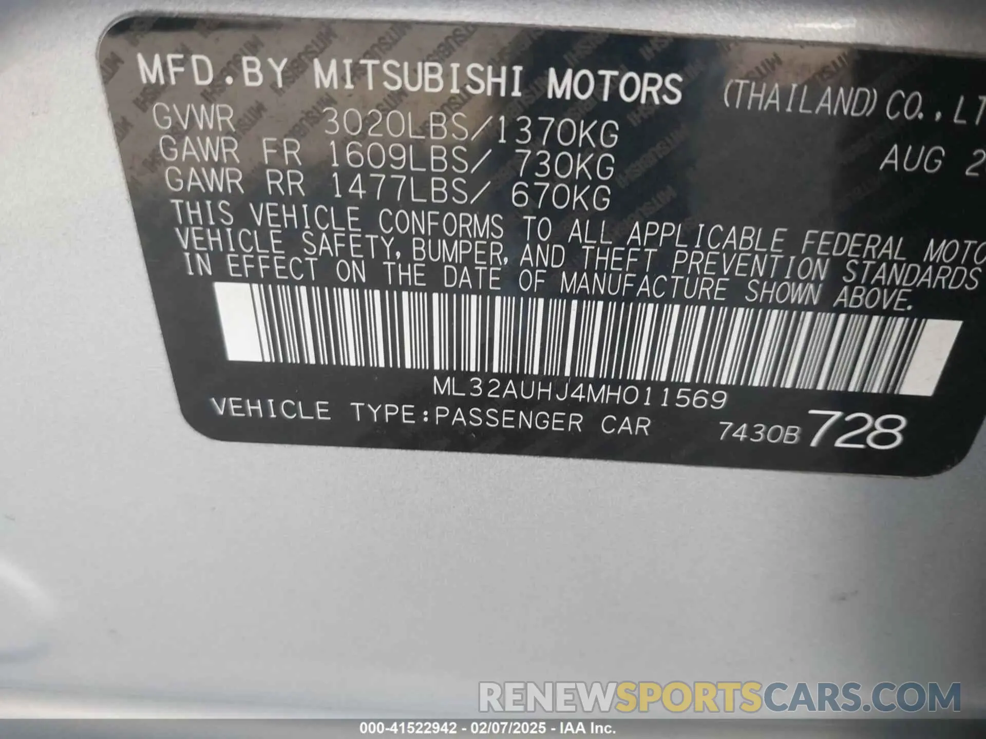 9 Photograph of a damaged car ML32AUHJ4MH011569 MITSUBISHI MIRAGE 2021