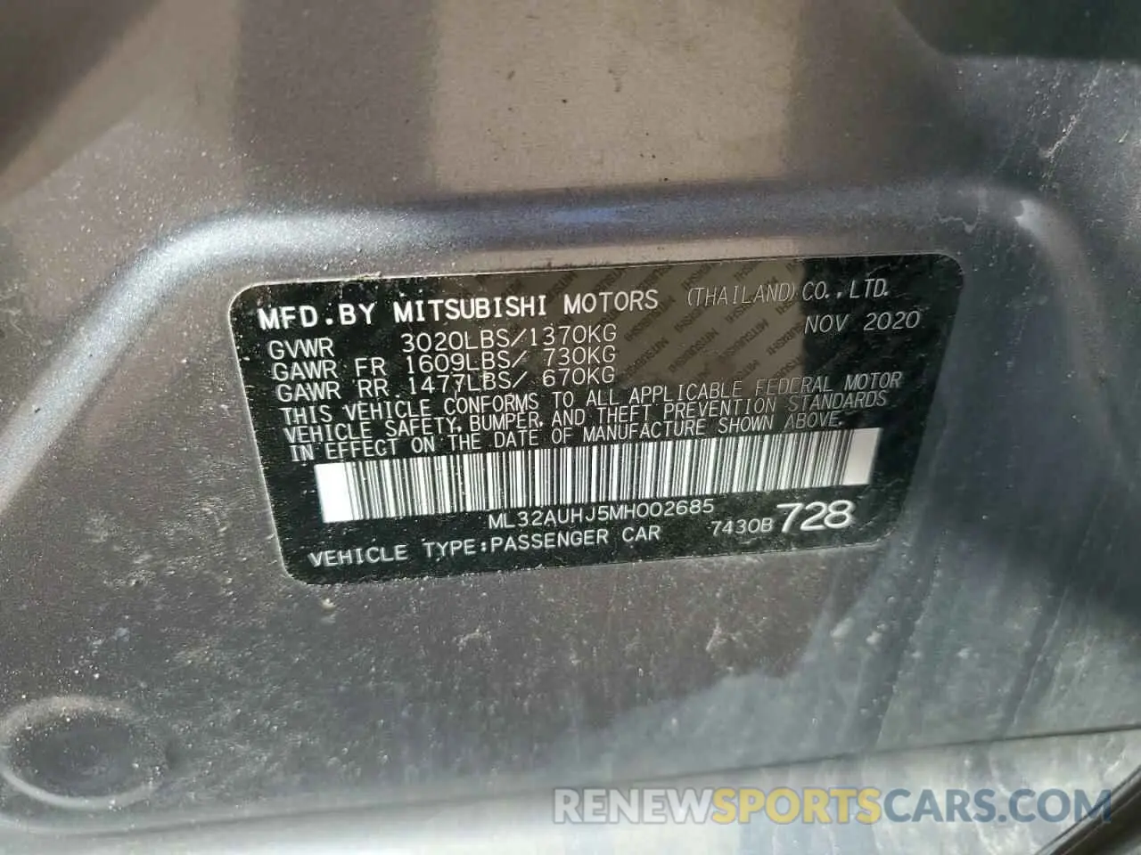 12 Photograph of a damaged car ML32AUHJ5MH002685 MITSUBISHI MIRAGE 2021