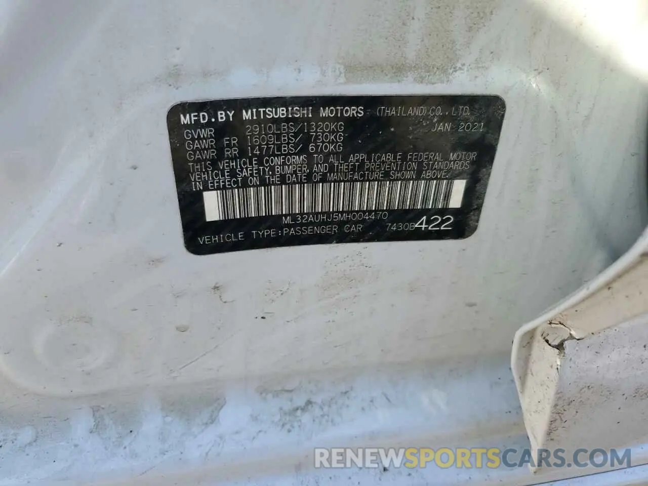 14 Photograph of a damaged car ML32AUHJ5MH004470 MITSUBISHI MIRAGE 2021