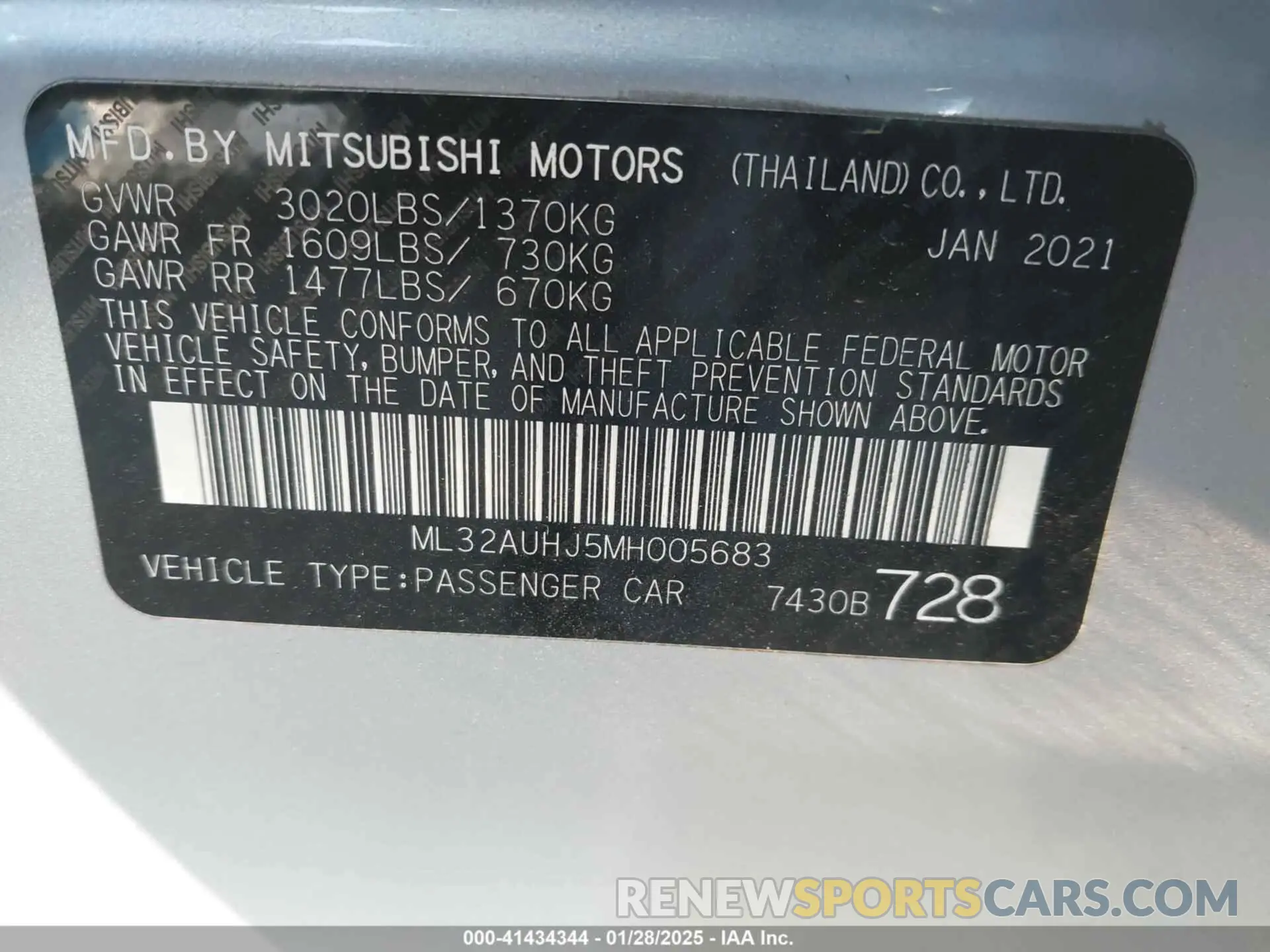 9 Photograph of a damaged car ML32AUHJ5MH005683 MITSUBISHI MIRAGE 2021