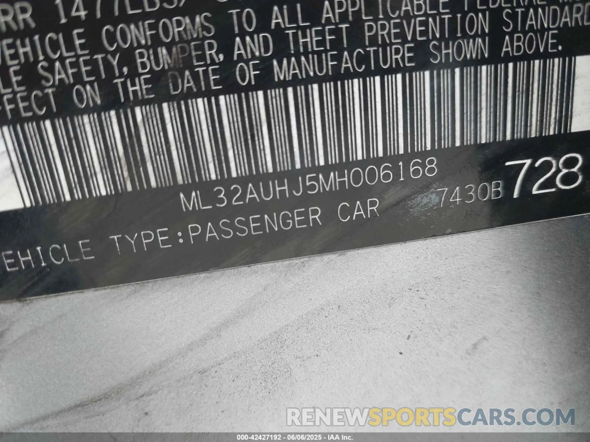 9 Photograph of a damaged car ML32AUHJ5MH006168 MITSUBISHI MIRAGE 2021