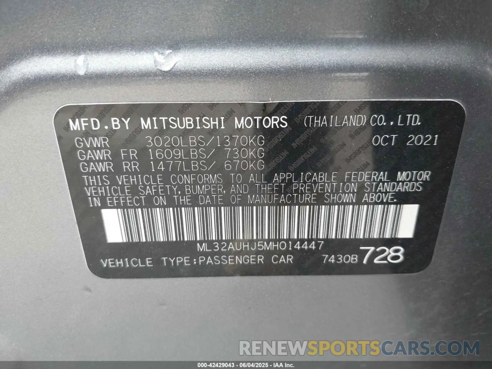 9 Photograph of a damaged car ML32AUHJ5MH014447 MITSUBISHI MIRAGE 2021