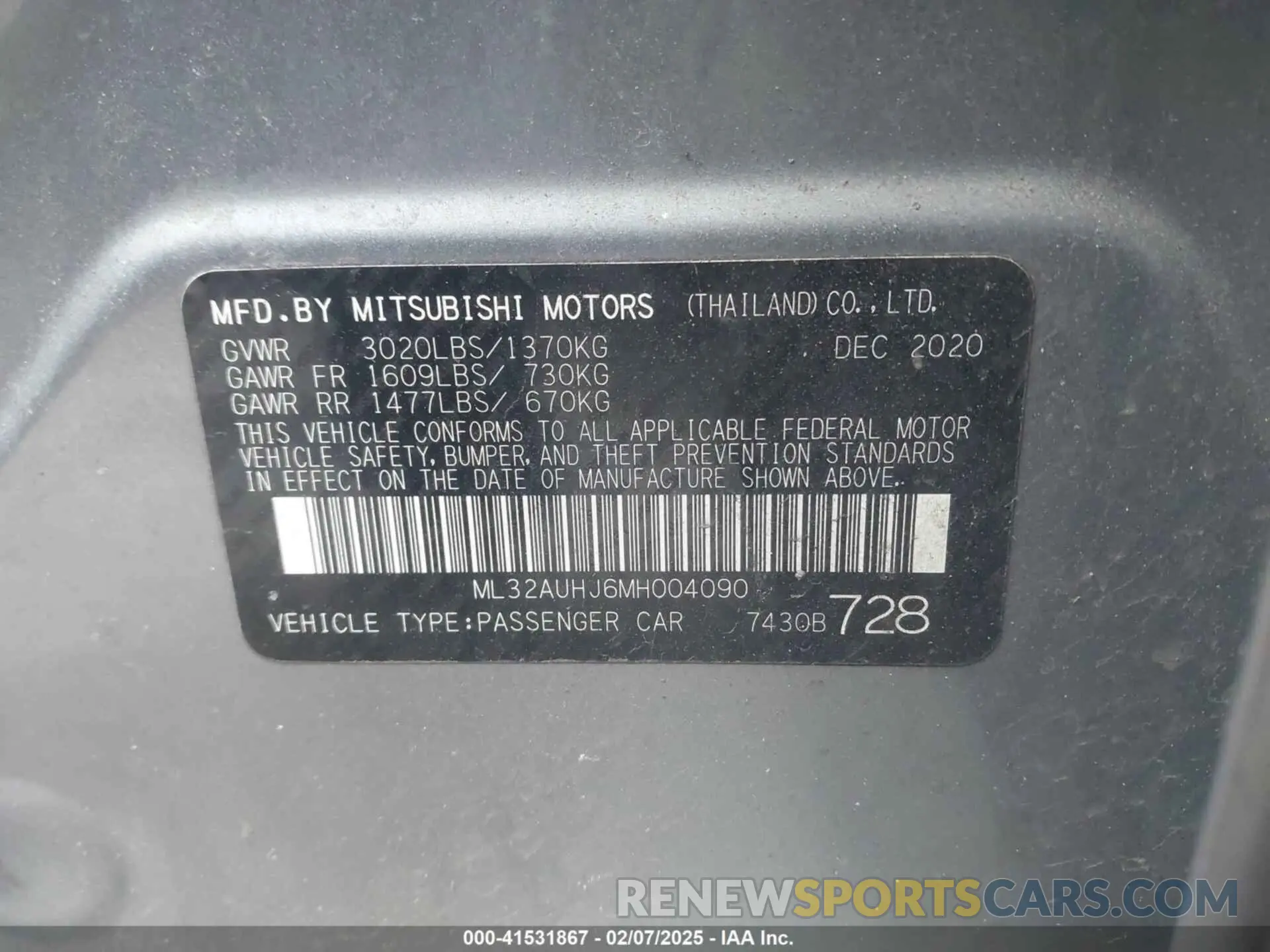 9 Photograph of a damaged car ML32AUHJ6MH004090 MITSUBISHI MIRAGE 2021