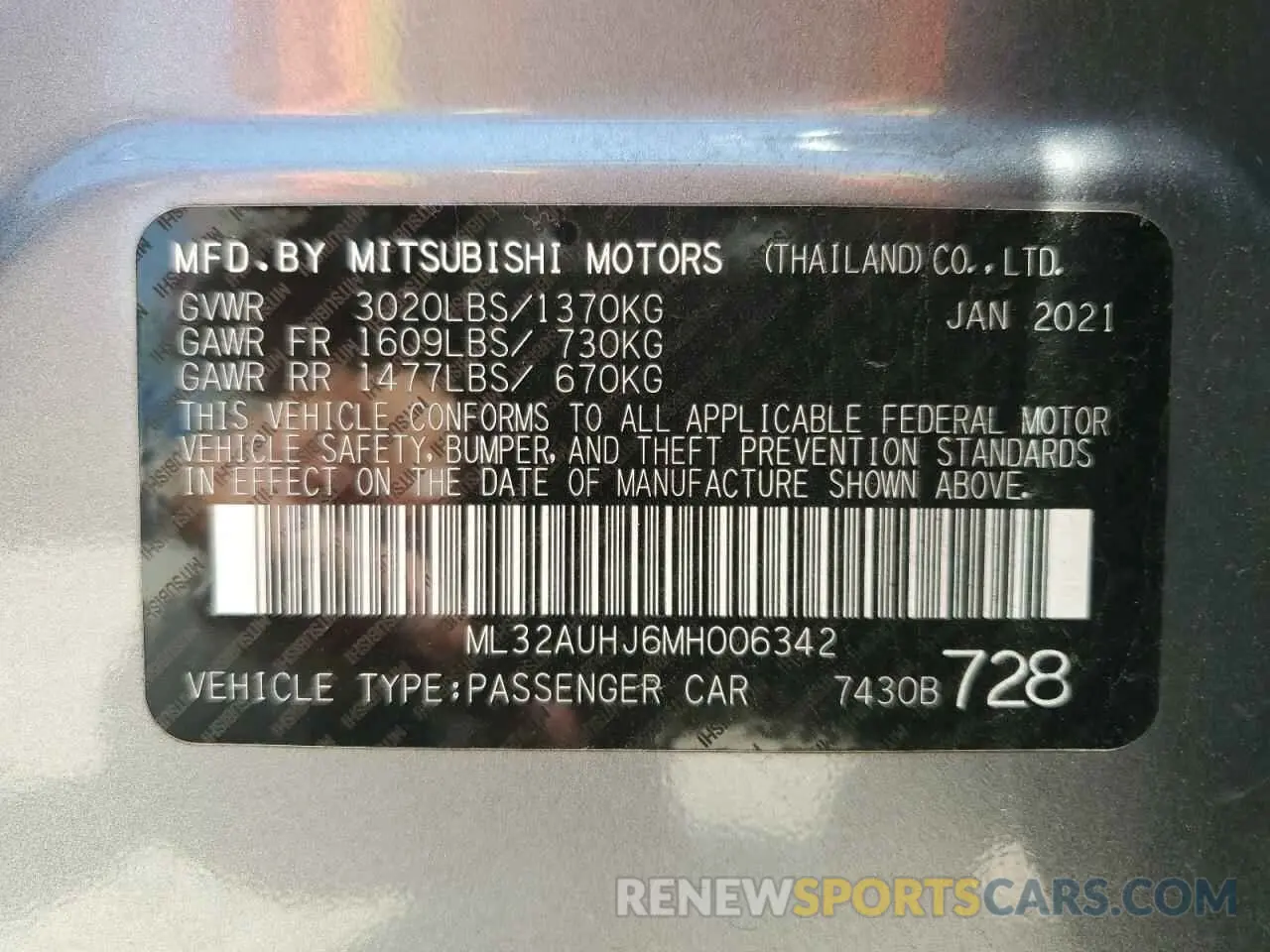 12 Photograph of a damaged car ML32AUHJ6MH006342 MITSUBISHI MIRAGE 2021