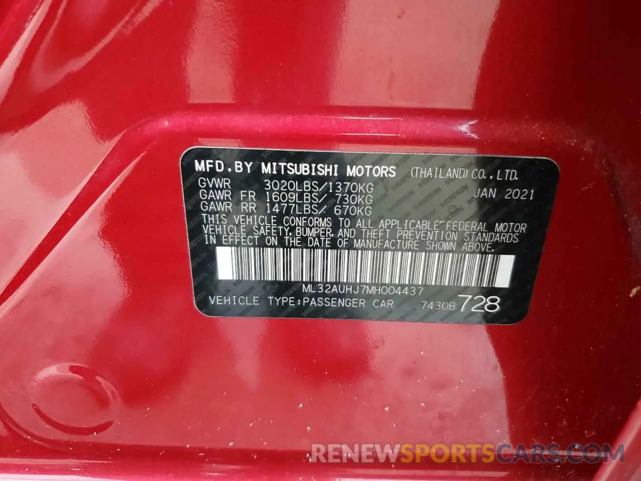 12 Photograph of a damaged car ML32AUHJ7MH004437 MITSUBISHI MIRAGE 2021