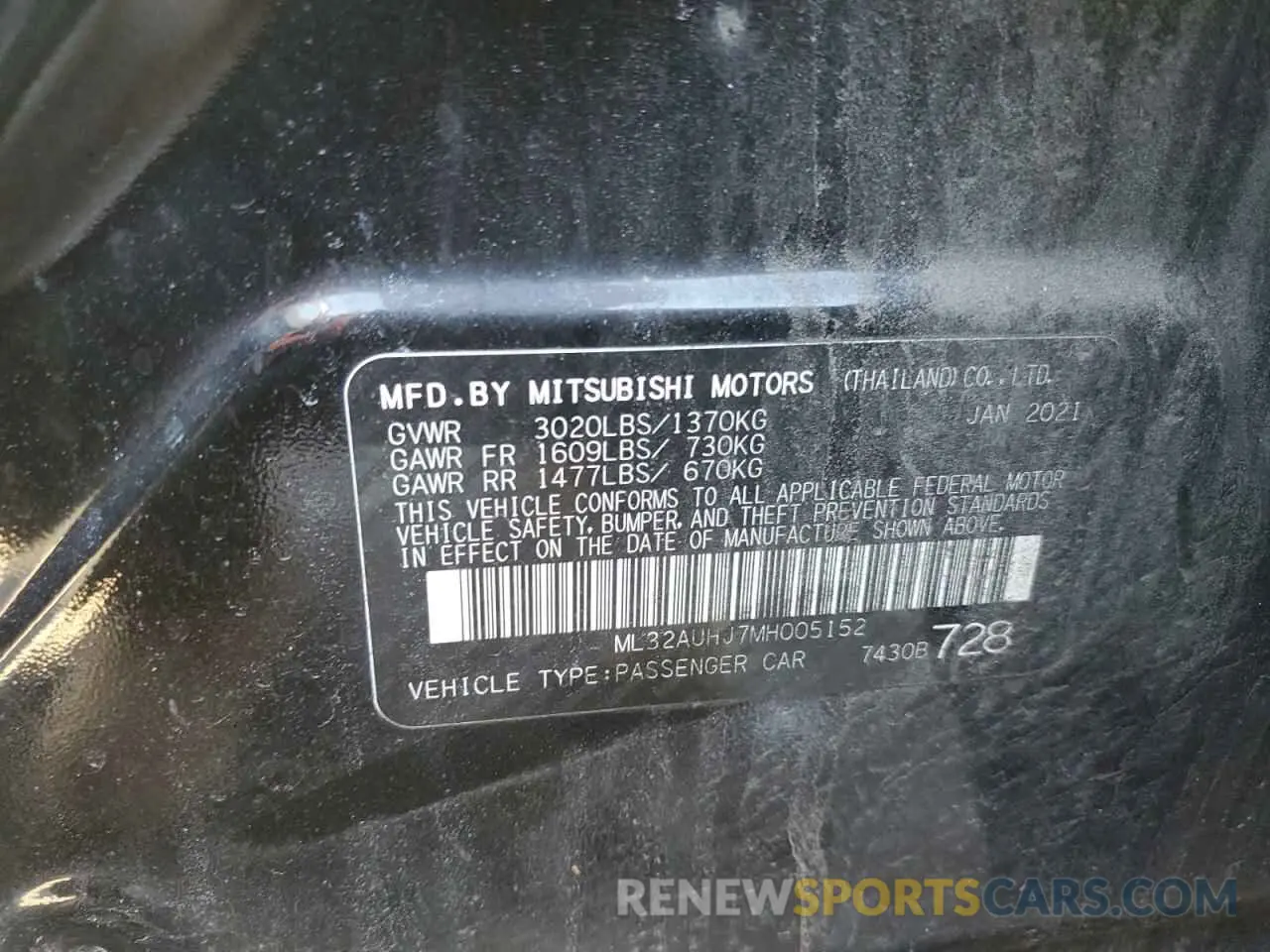 12 Photograph of a damaged car ML32AUHJ7MH005152 MITSUBISHI MIRAGE 2021