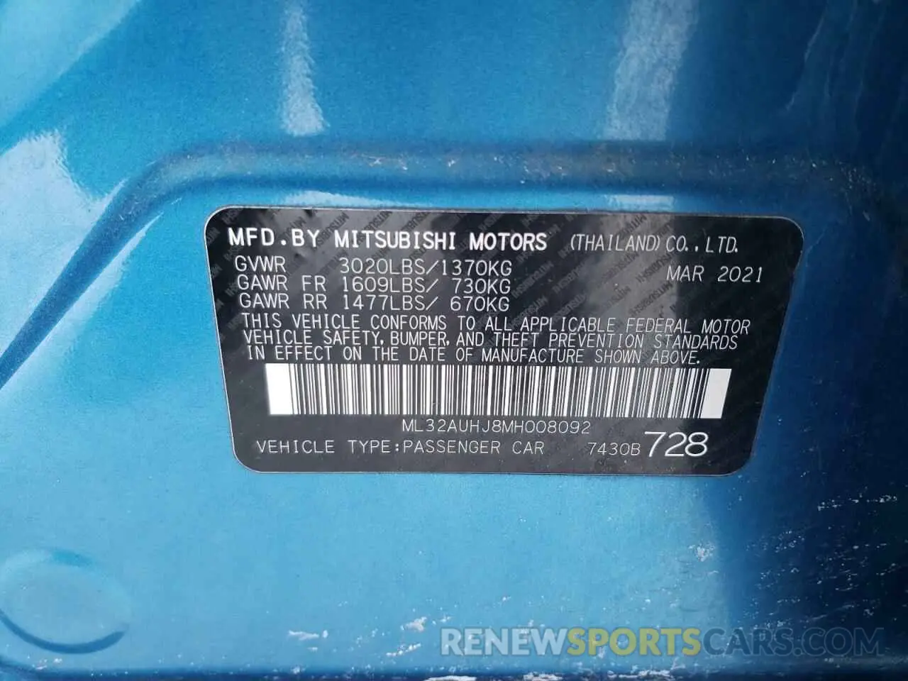 12 Photograph of a damaged car ML32AUHJ8MH008092 MITSUBISHI MIRAGE 2021