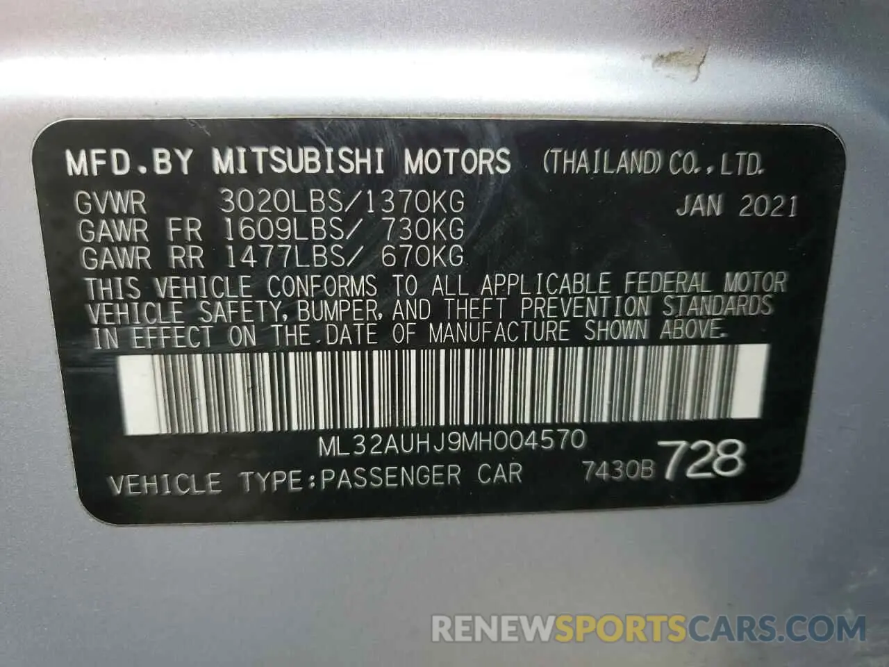 12 Photograph of a damaged car ML32AUHJ9MH004570 MITSUBISHI MIRAGE 2021