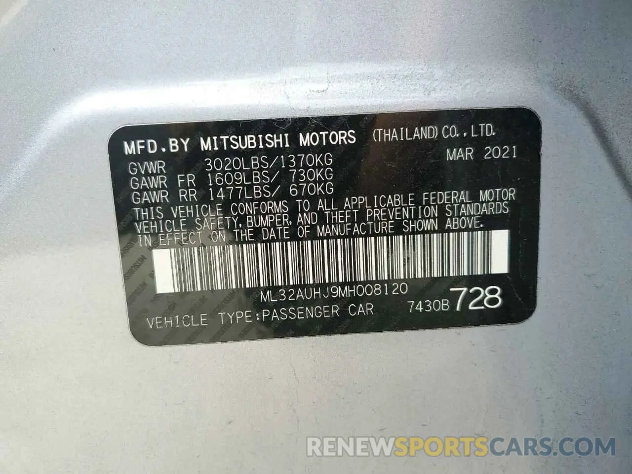 12 Photograph of a damaged car ML32AUHJ9MH008120 MITSUBISHI MIRAGE 2021