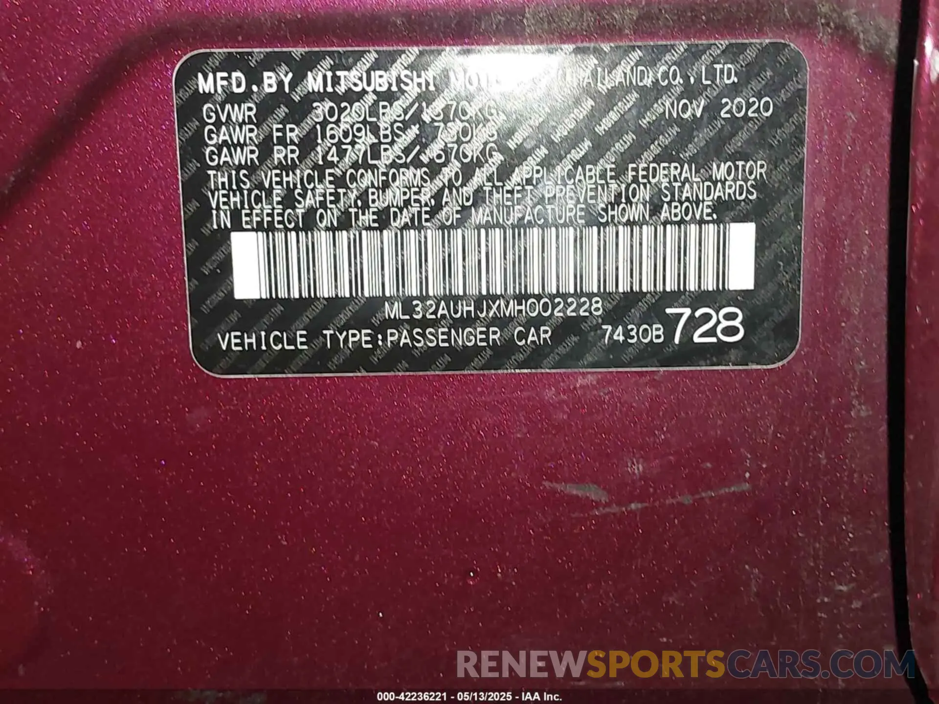 9 Photograph of a damaged car ML32AUHJXMH002228 MITSUBISHI MIRAGE 2021