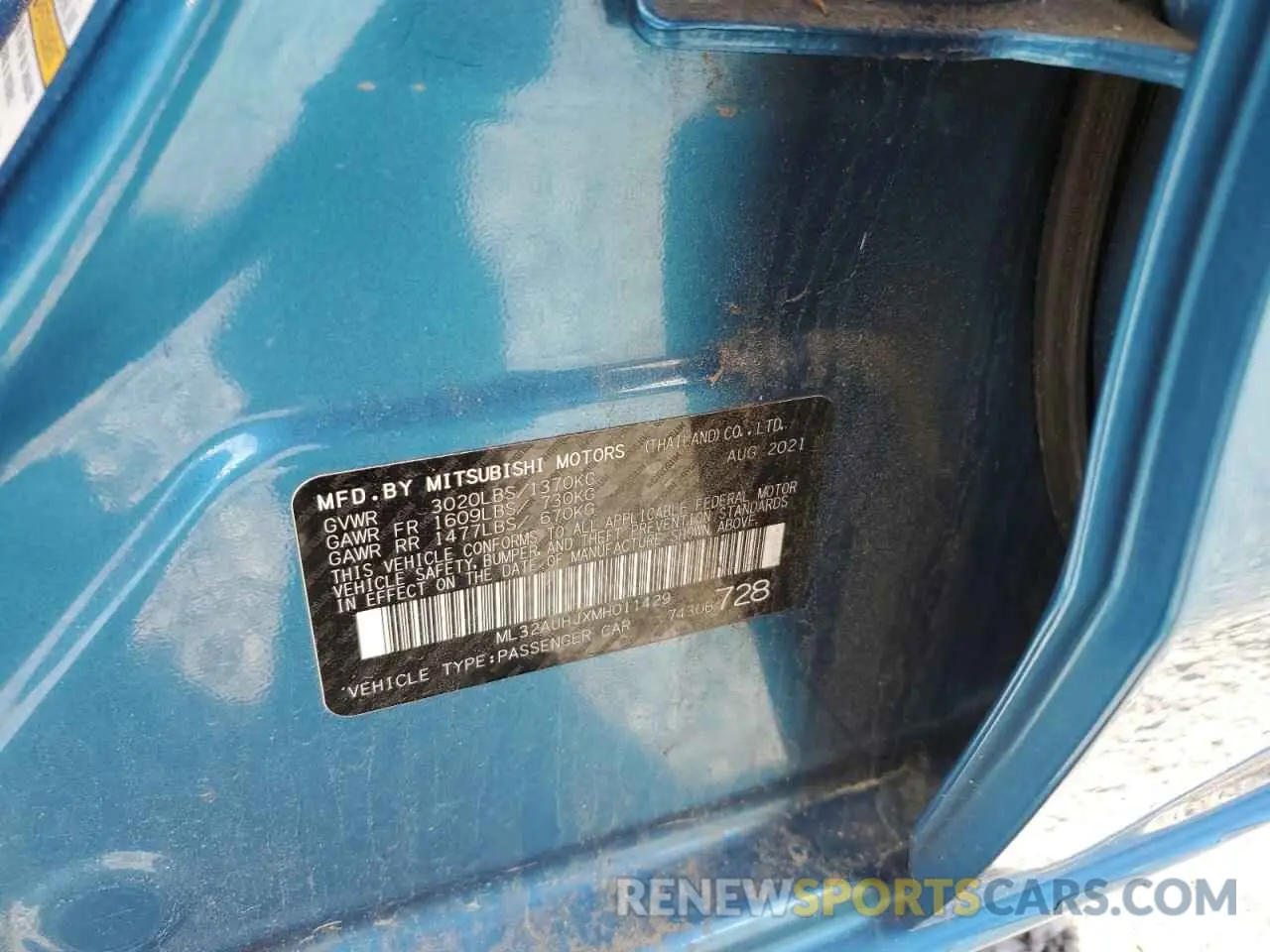 12 Photograph of a damaged car ML32AUHJXMH011429 MITSUBISHI MIRAGE 2021