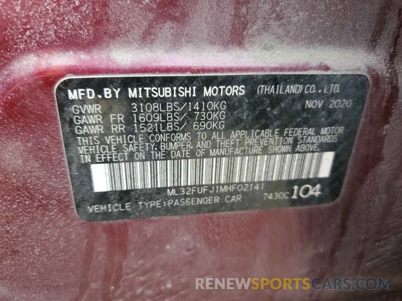 12 Photograph of a damaged car ML32FUFJ1MHF02141 MITSUBISHI MIRAGE 2021