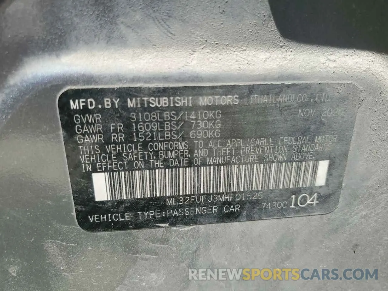 13 Photograph of a damaged car ML32FUFJ3MHF01525 MITSUBISHI MIRAGE 2021