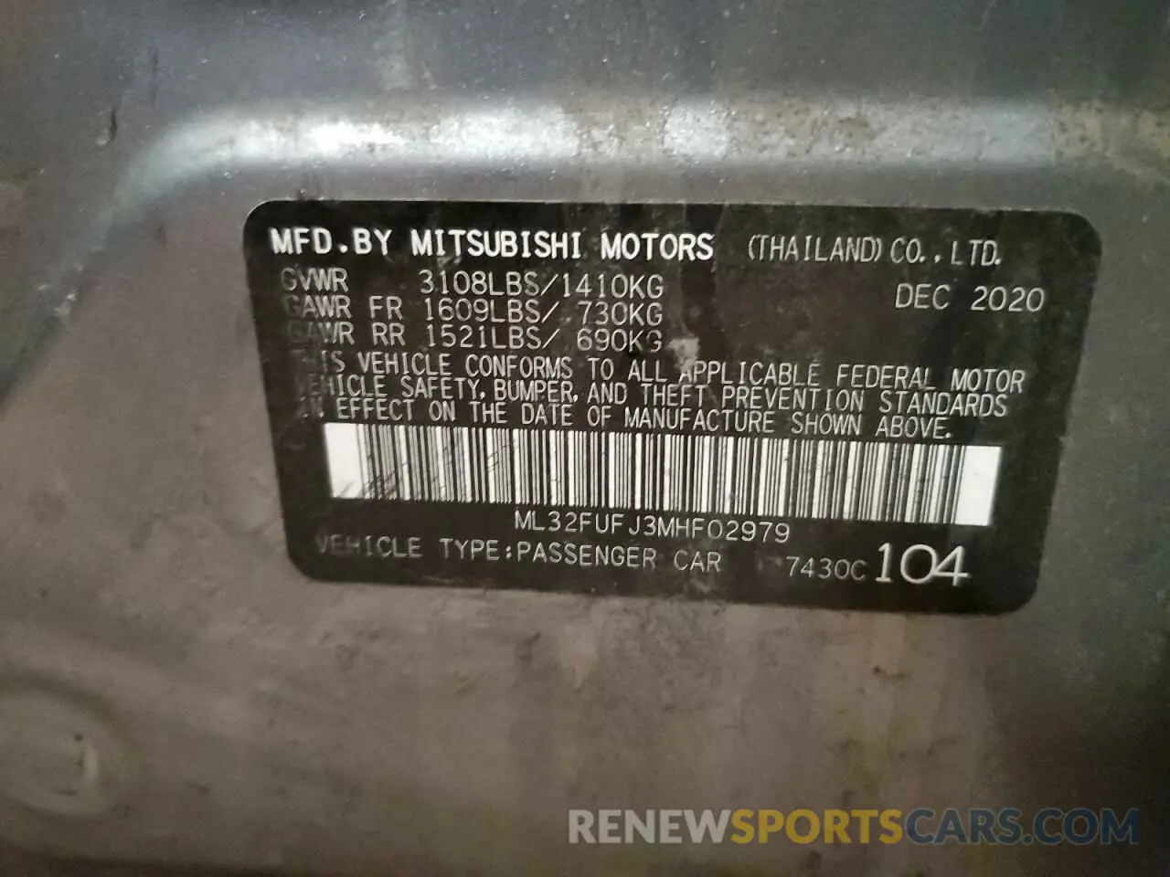 14 Photograph of a damaged car ML32FUFJ3MHF02979 MITSUBISHI MIRAGE 2021