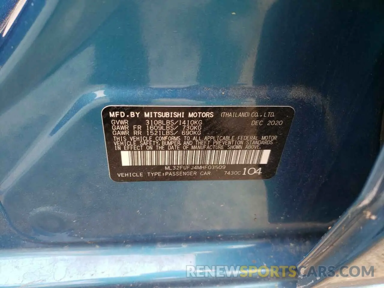 13 Photograph of a damaged car ML32FUFJ4MHF03509 MITSUBISHI MIRAGE 2021