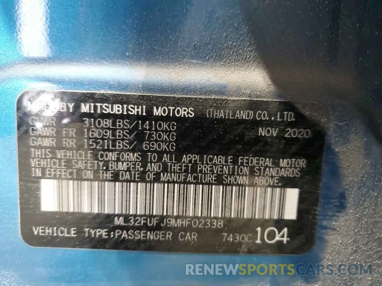 12 Photograph of a damaged car ML32FUFJ9MHF02338 MITSUBISHI MIRAGE 2021