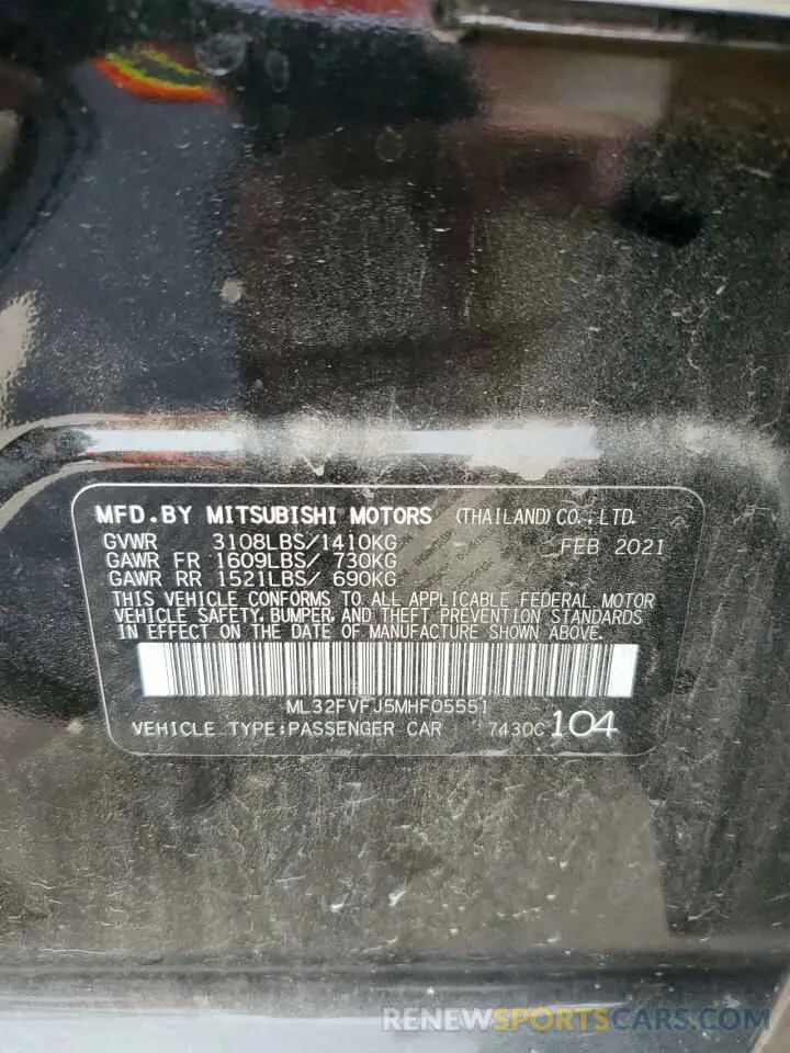 15 Photograph of a damaged car ML32FVFJ5MHF05551 MITSUBISHI MIRAGE 2021