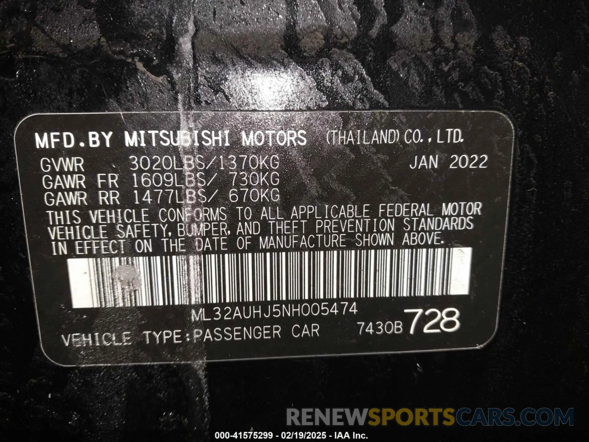 9 Photograph of a damaged car ML32AUHJ5NH005474 MITSUBISHI MIRAGE 2022