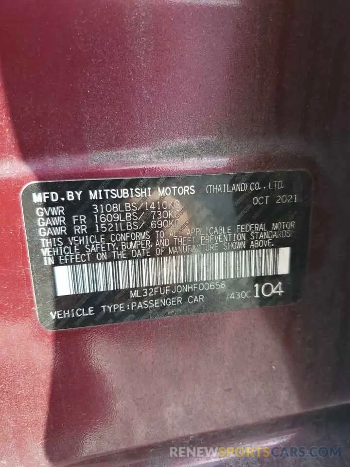12 Photograph of a damaged car ML32FUFJ0NHF00656 MITSUBISHI MIRAGE 2022