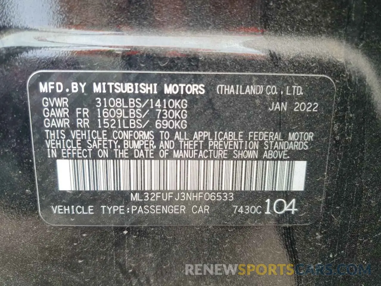 12 Photograph of a damaged car ML32FUFJ3NHF06533 MITSUBISHI MIRAGE 2022