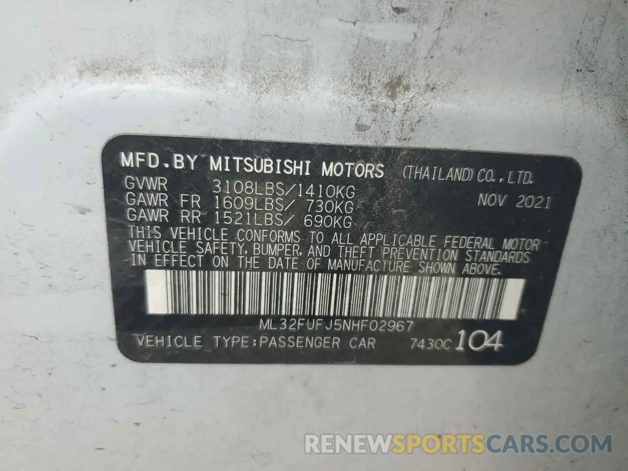 12 Photograph of a damaged car ML32FUFJ5NHF02967 MITSUBISHI MIRAGE 2022