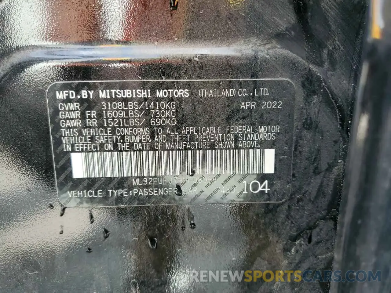 13 Photograph of a damaged car ML32FUFJ7NHF08088 MITSUBISHI MIRAGE 2022