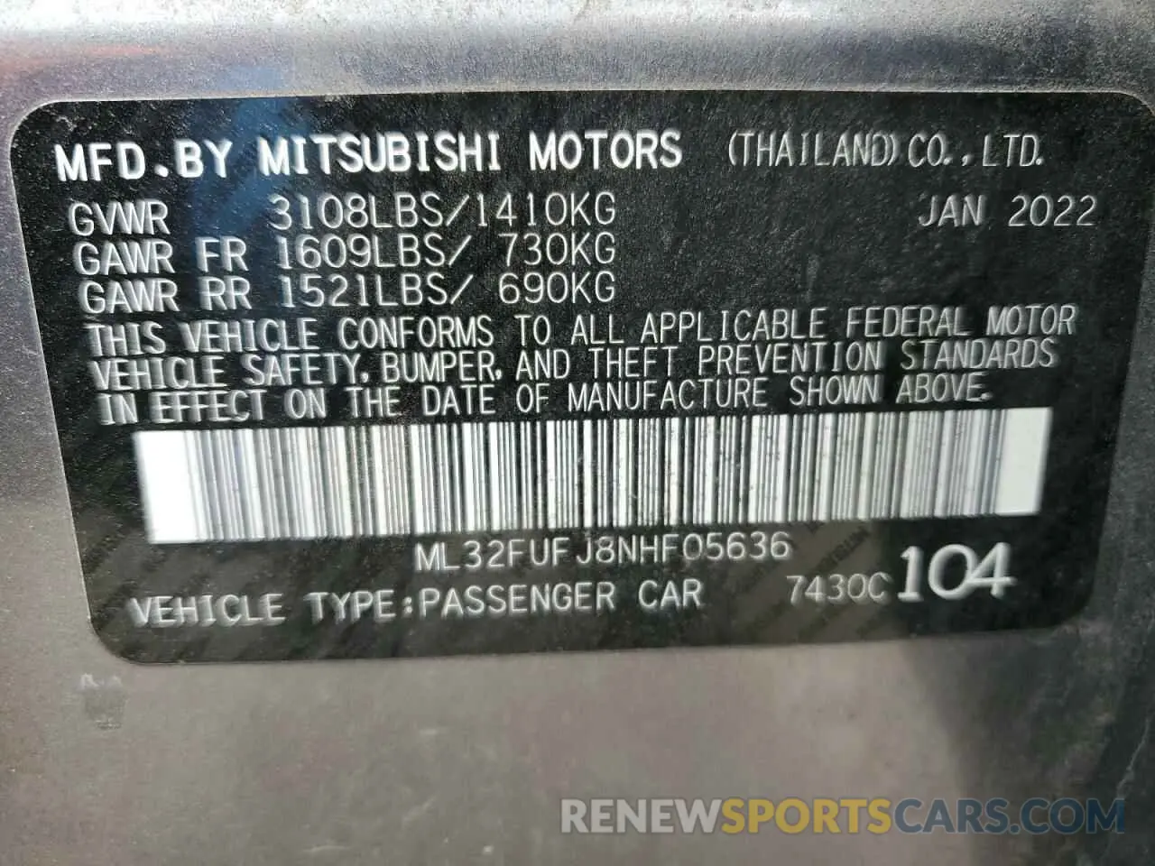 12 Photograph of a damaged car ML32FUFJ8NHF05636 MITSUBISHI MIRAGE 2022