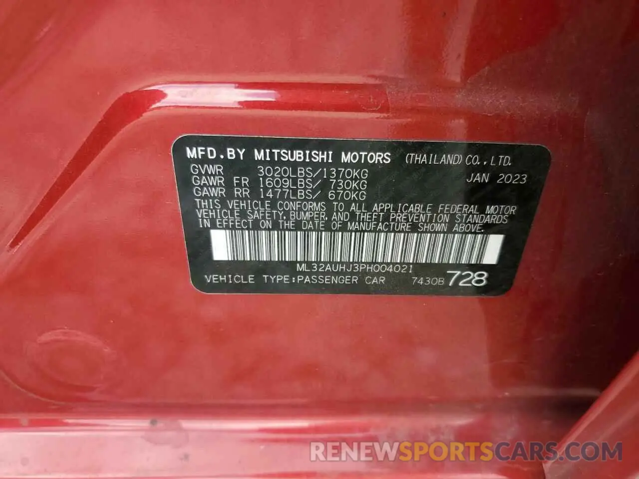 14 Photograph of a damaged car ML32AUHJ3PH004021 MITSUBISHI MIRAGE 2023