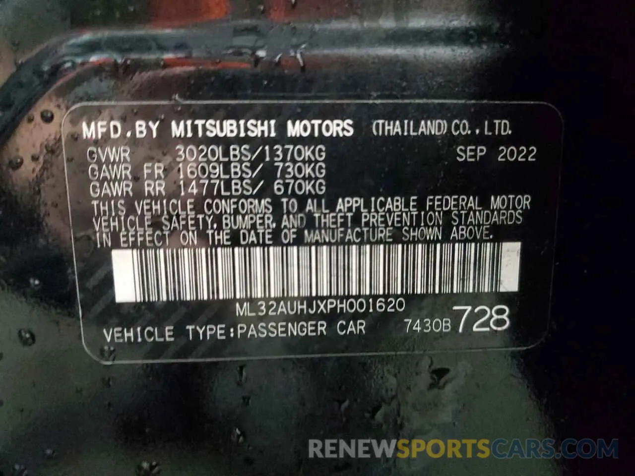 12 Photograph of a damaged car ML32AUHJXPH001620 MITSUBISHI MIRAGE 2023