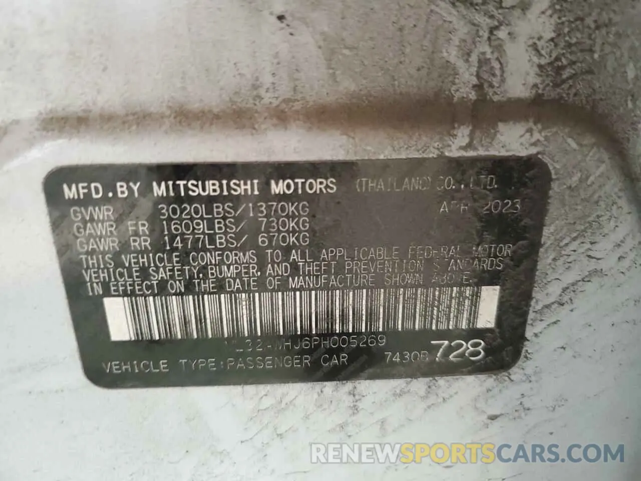 12 Photograph of a damaged car ML32AWHJ6PH005269 MITSUBISHI MIRAGE 2023